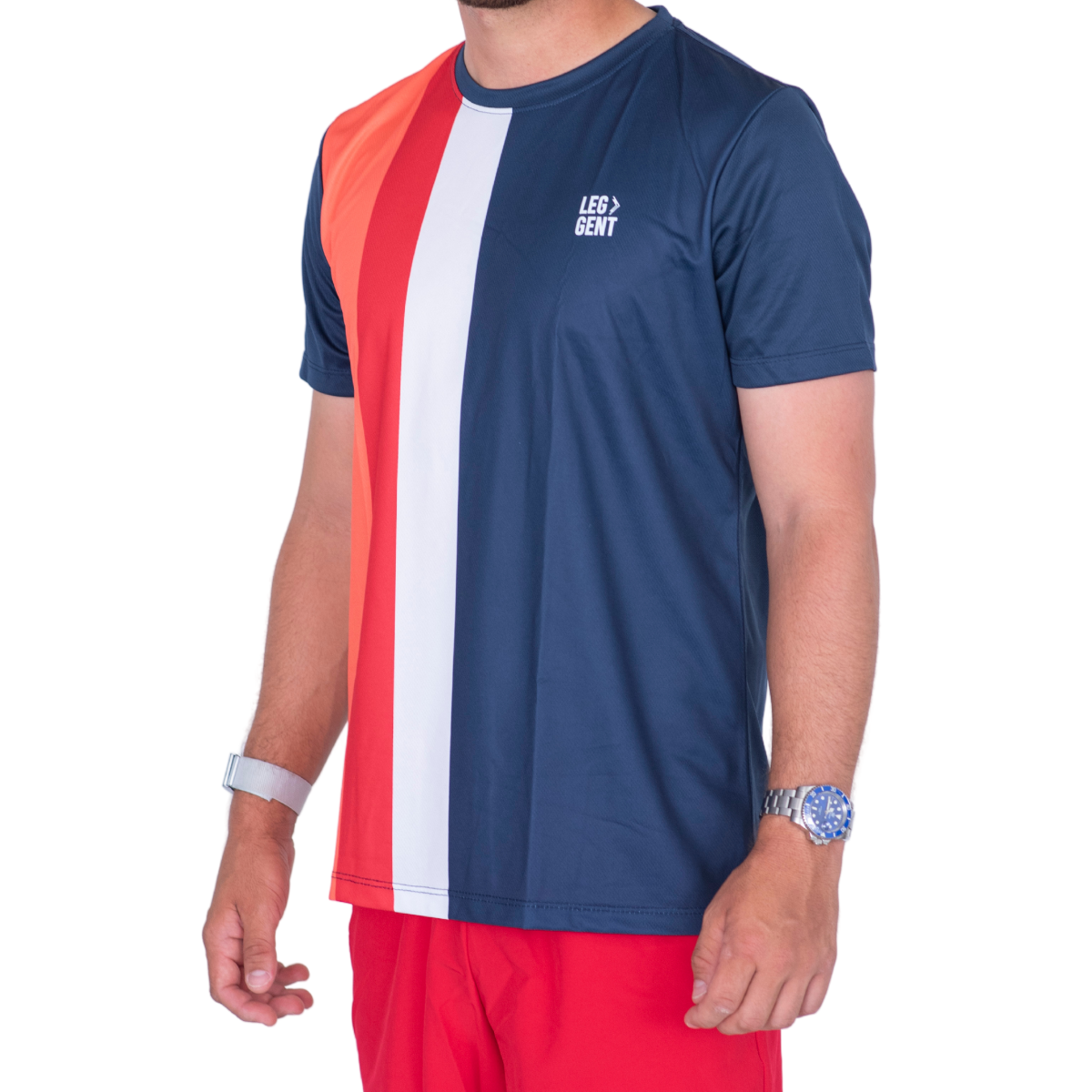 Camiseta azul líneas